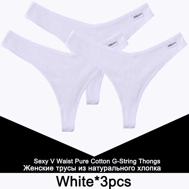 3PCS/Set G-string Cotton Women's Thong Solid Color Lingerie T-Back Design