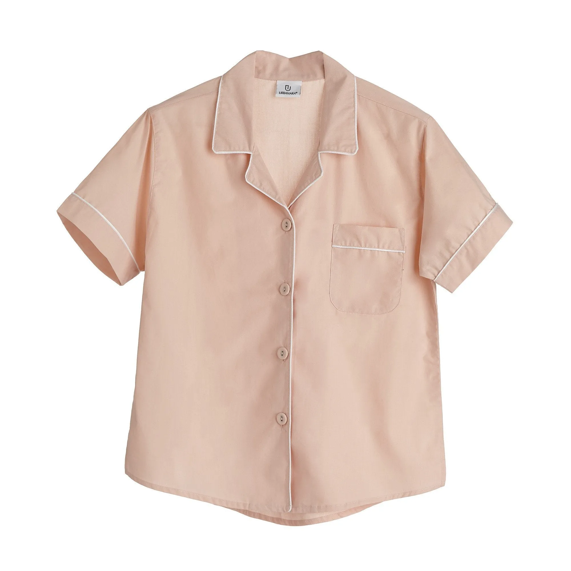 Alva Short Sleeve Pyjama Shirt [Light pink/White]