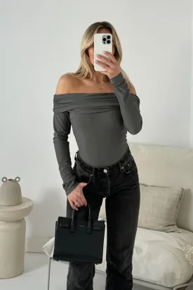 Amanda grey off shoulder bodysuit