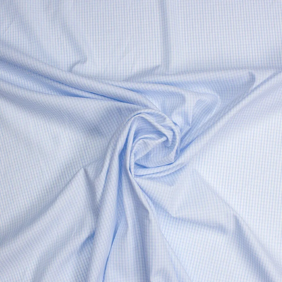 Baby Blue Small Checkered Superfine Shirting Cotton