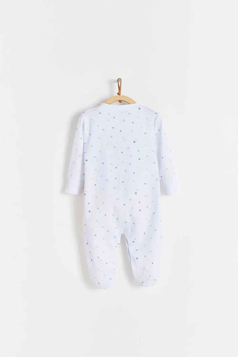 Babycottons Little Stars Snap Footie - White/Grey