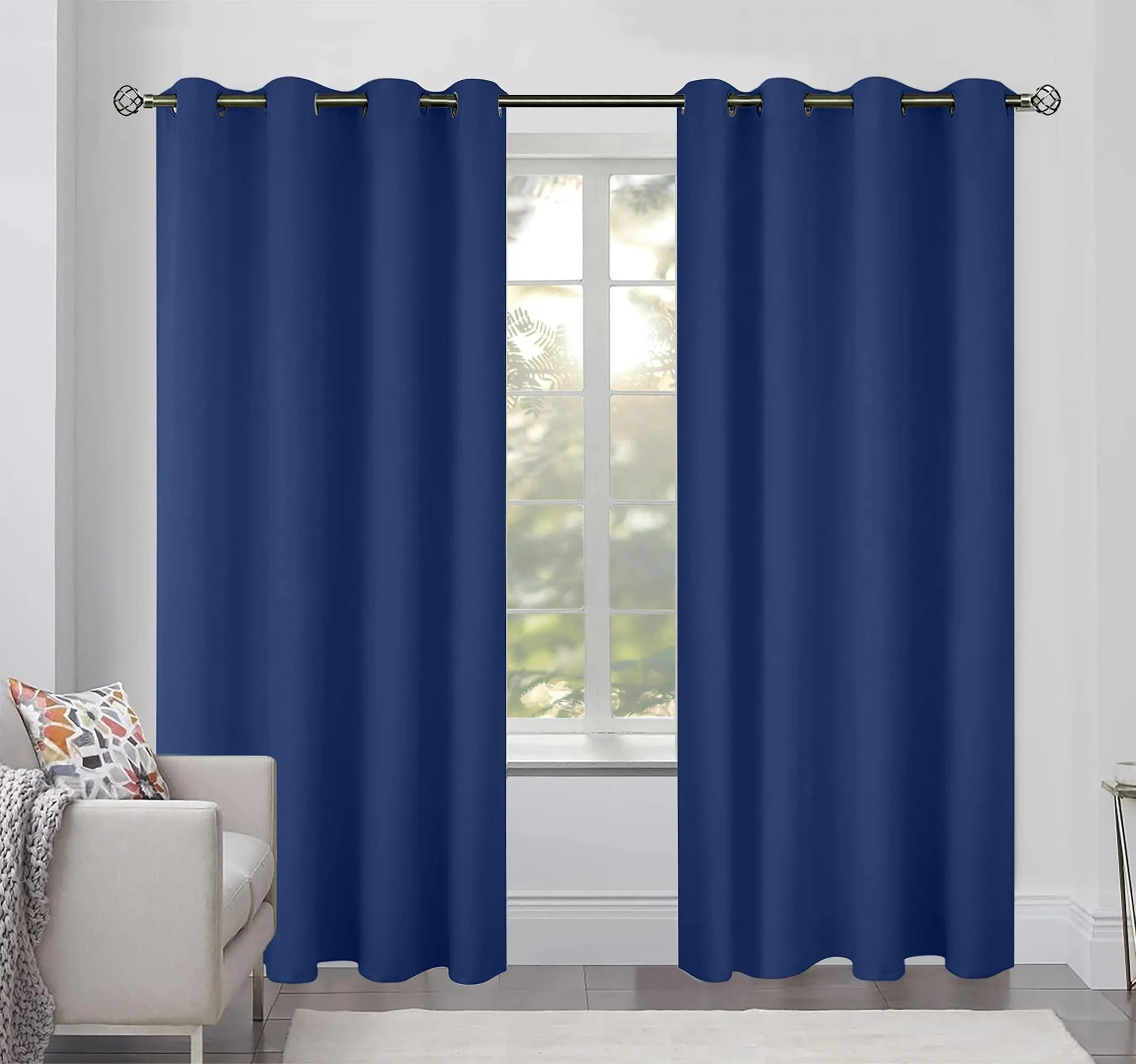 Blackout Curtains for Bedroom Pack of 2 Navy Blue 52 x84 inch Blind Off