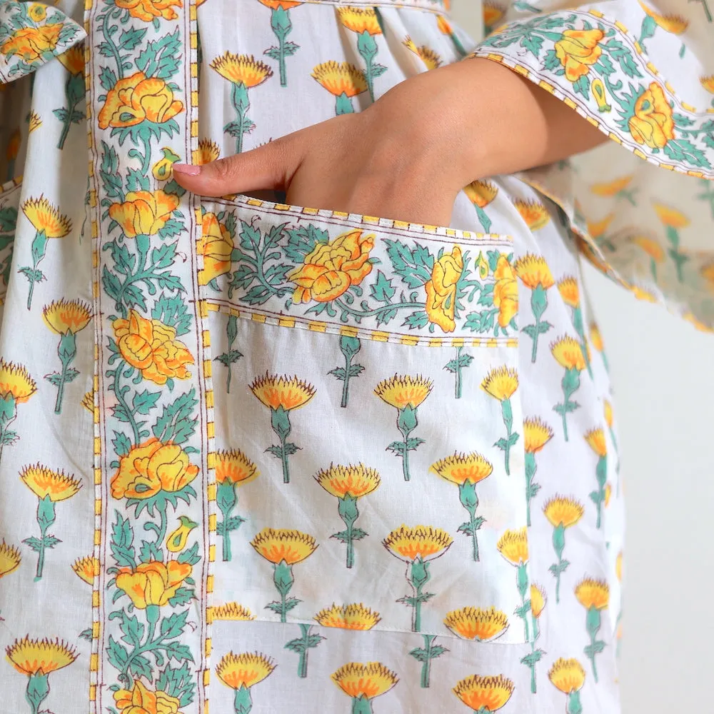 Block Printed Robe: Lemon