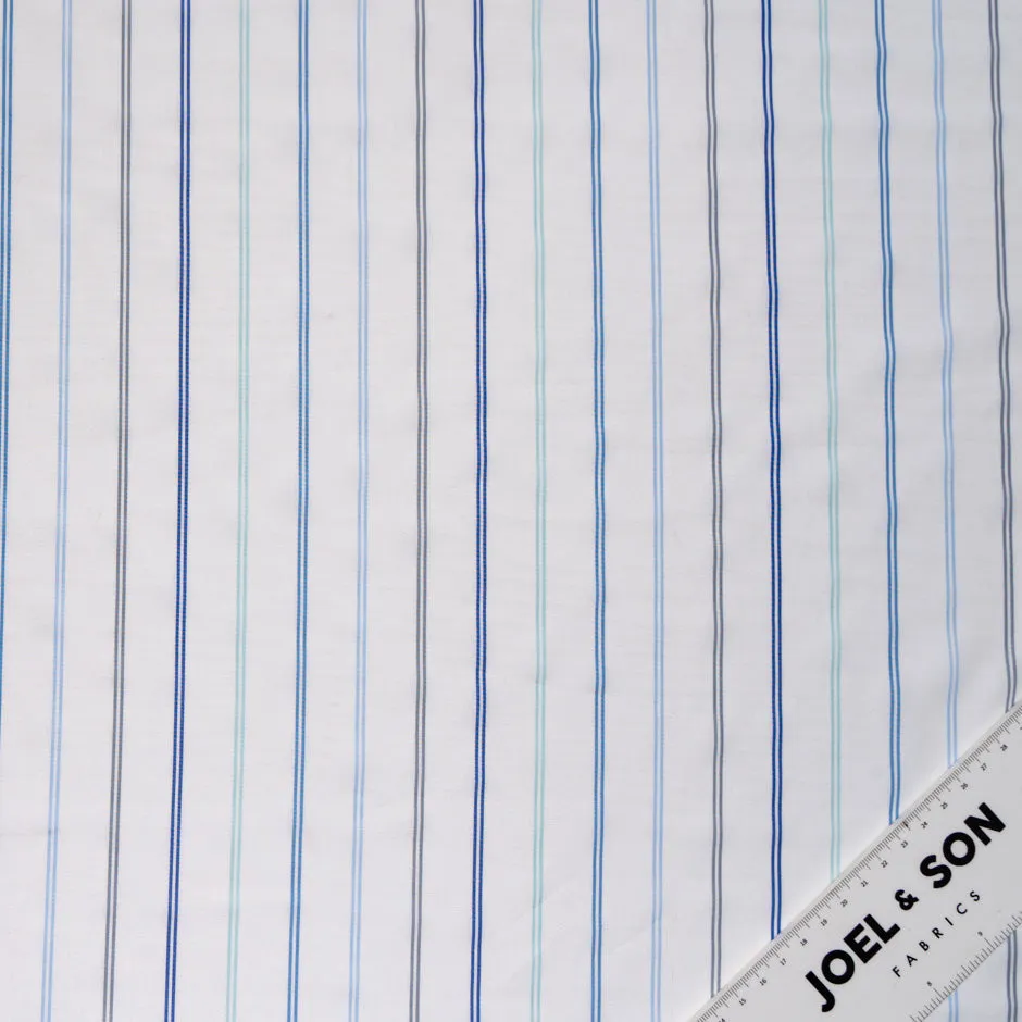 Blue Double Striped Superfine Silk Blend Shirting