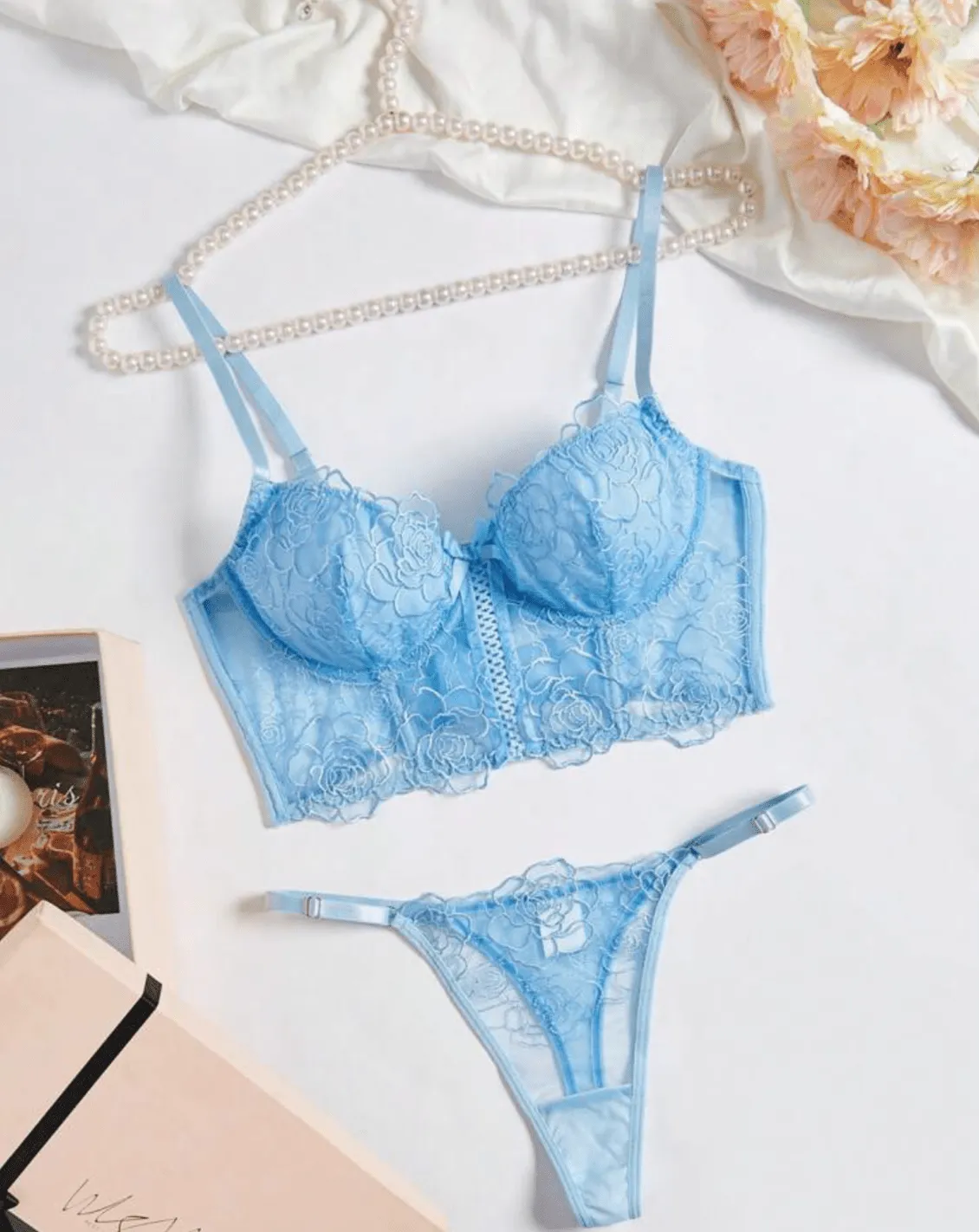 Blue Lingerie Corset Bralette