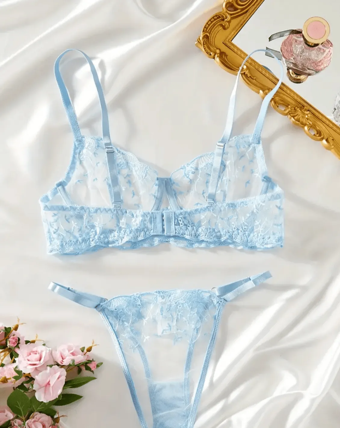 Blue Lingerie Set See Through