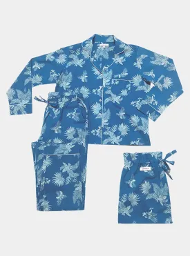 Blue Matching Set in Ipanema Print Long Sleeve Pyjamas