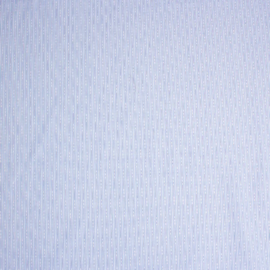 Blue Stripes & Dashes Pure Cotton Shirting Fabric