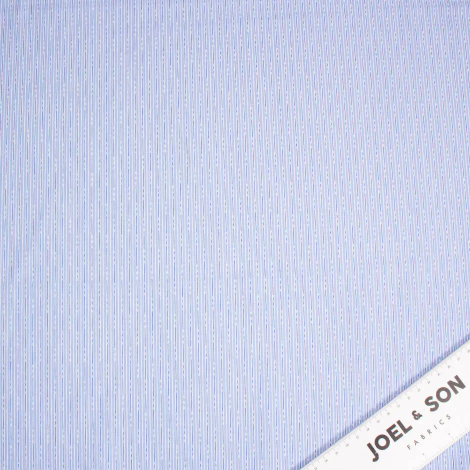 Blue Stripes & Dashes Pure Cotton Shirting Fabric