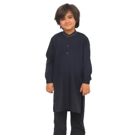 Boys Kurta Pajama Suit Grey Elegant - Navy