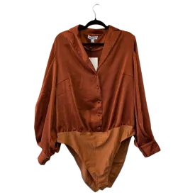 burnt orange bodysuit w/ silky blouse top - US 16