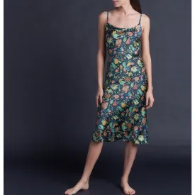 Celeste Tea Length Slip Dress in Liberty of London Tree of Life Silk Charmeuse