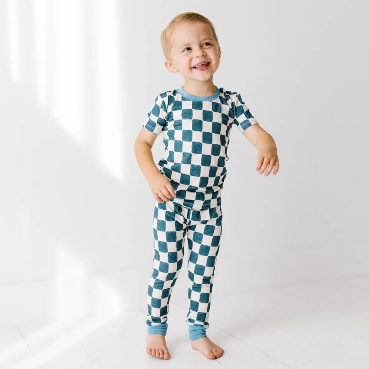 Checker Me Out Mini Ribbed Two Piece Jammie Set (18-24 mth- 5T)