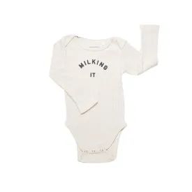 Claude & Co "Milking It" Organic Ribbed Bodysuit - Oat