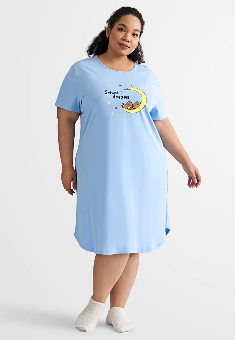 Comel Animals Cotton Jersey Sleep Dress