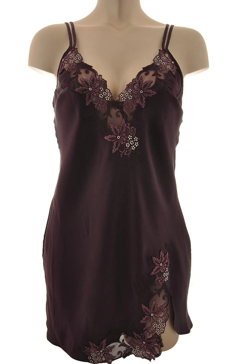 COTTON CLUB BOUNCE Brown Silk Lace Chemise