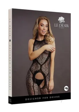 Crotchless Leopard Bodystocking Os Blk