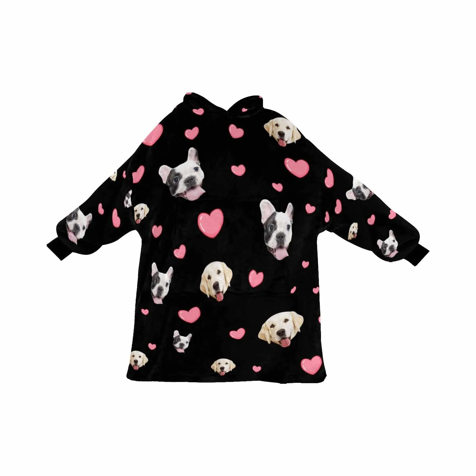 Custom Pet Face Blanket Hoodie Personalized Oversized Hoodie Fleece Blanket Warm Hoodie Dog Lover Gift