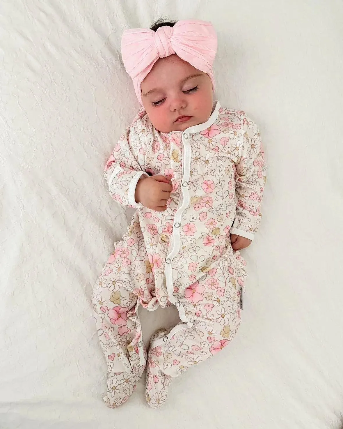 Ditsy Daisy Print Frill Detailed Sleepsuit