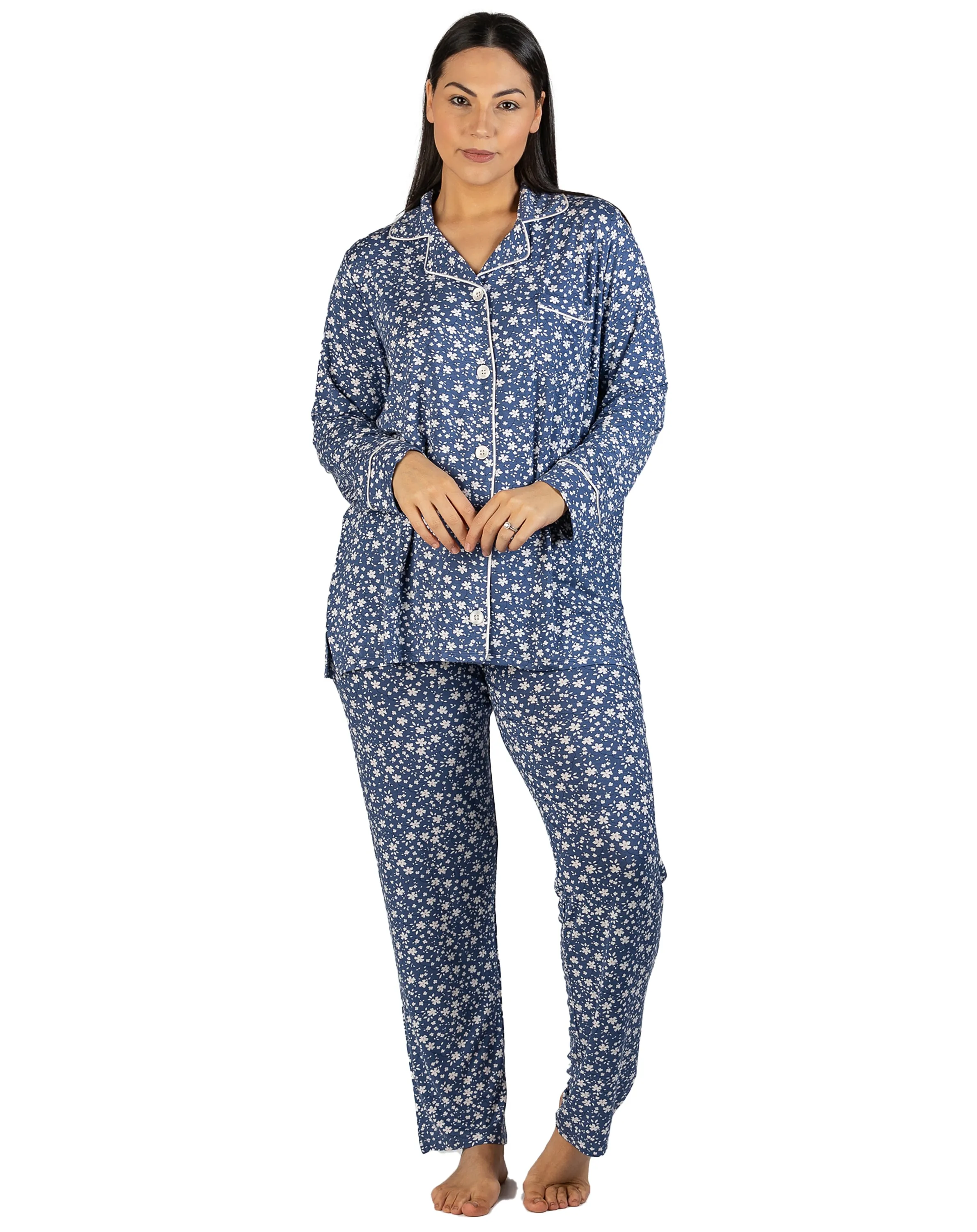 Ditsy Revere PJ Set Steel Blue