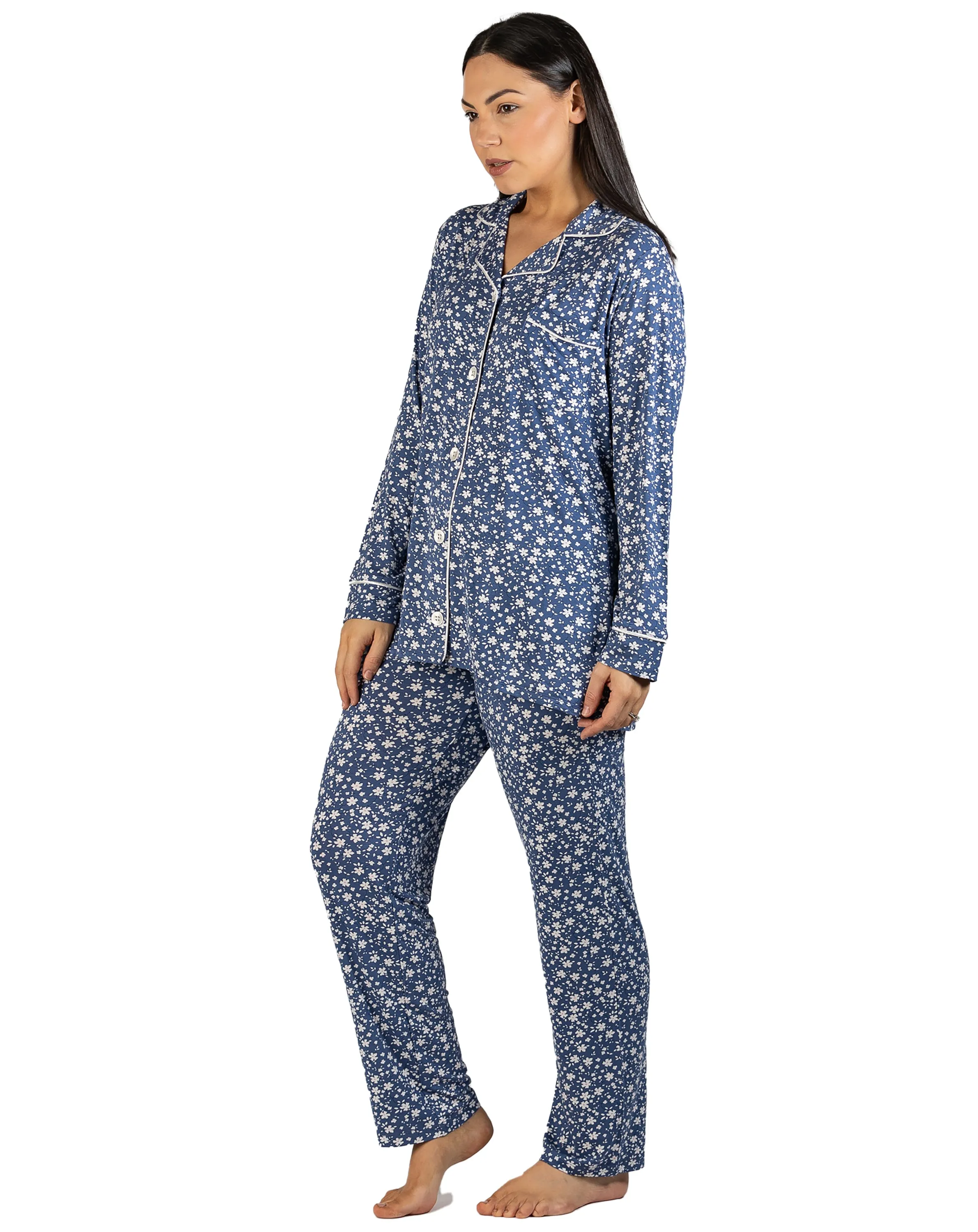 Ditsy Revere PJ Set Steel Blue