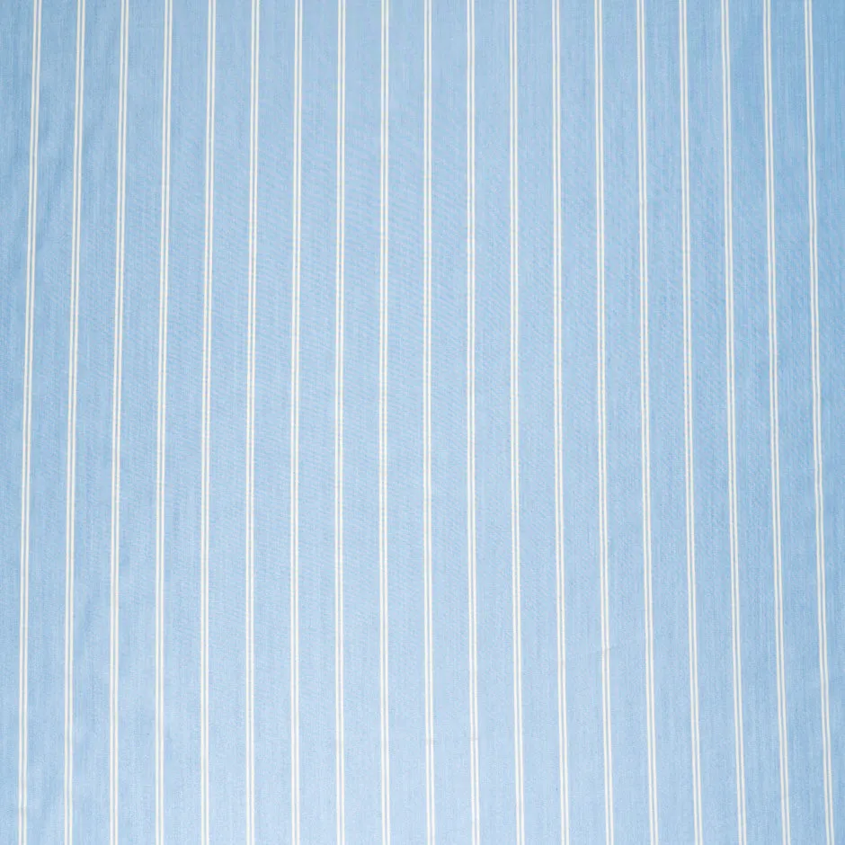 Double Ivory Striped Blue Superfine Silk Blend Shirting