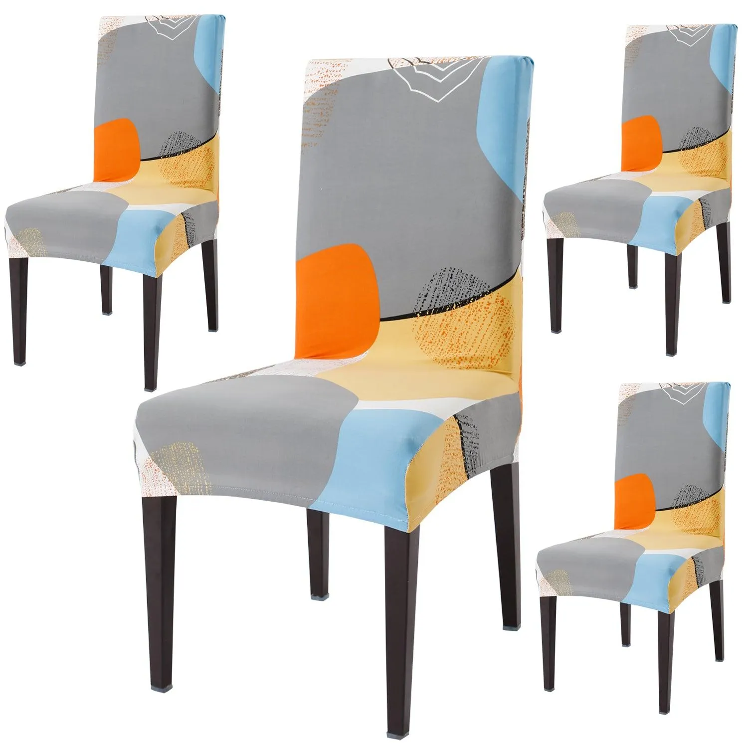 Elastic Stretchable Dining Chair Cover, Multicolor Pebbles