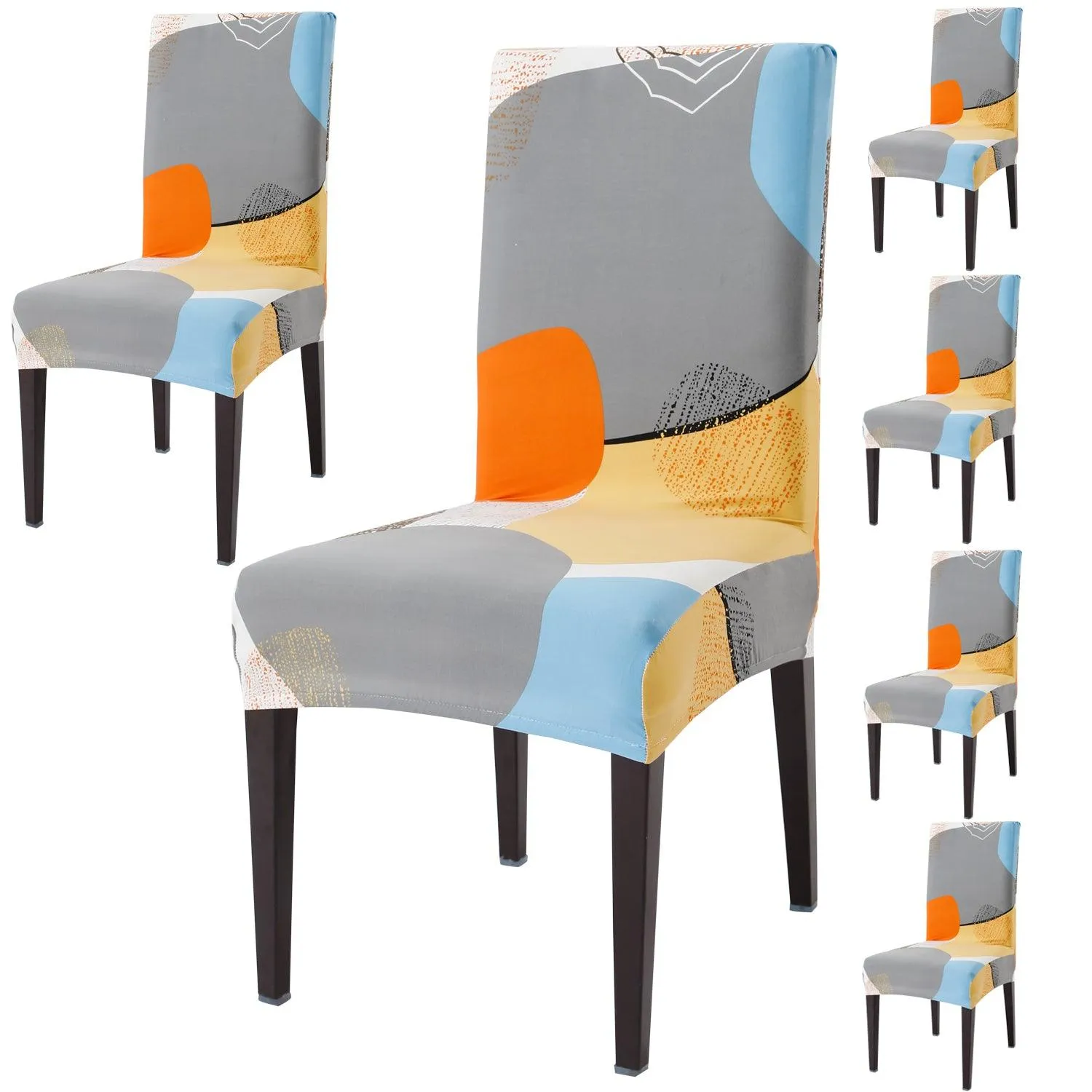 Elastic Stretchable Dining Chair Cover, Multicolor Pebbles