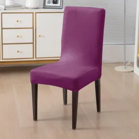 Elastic Stretchable Premium Velvet Dining Chair Cover, Purple