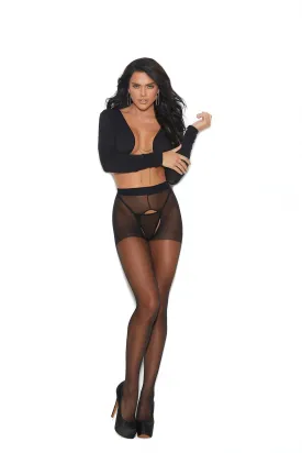 Elegant Moments Sheer Crotchless Pantyhose With Back Seam