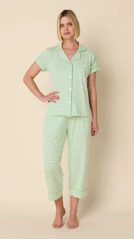 Essential Stripe Pima Knit Capri Set - Pistachio