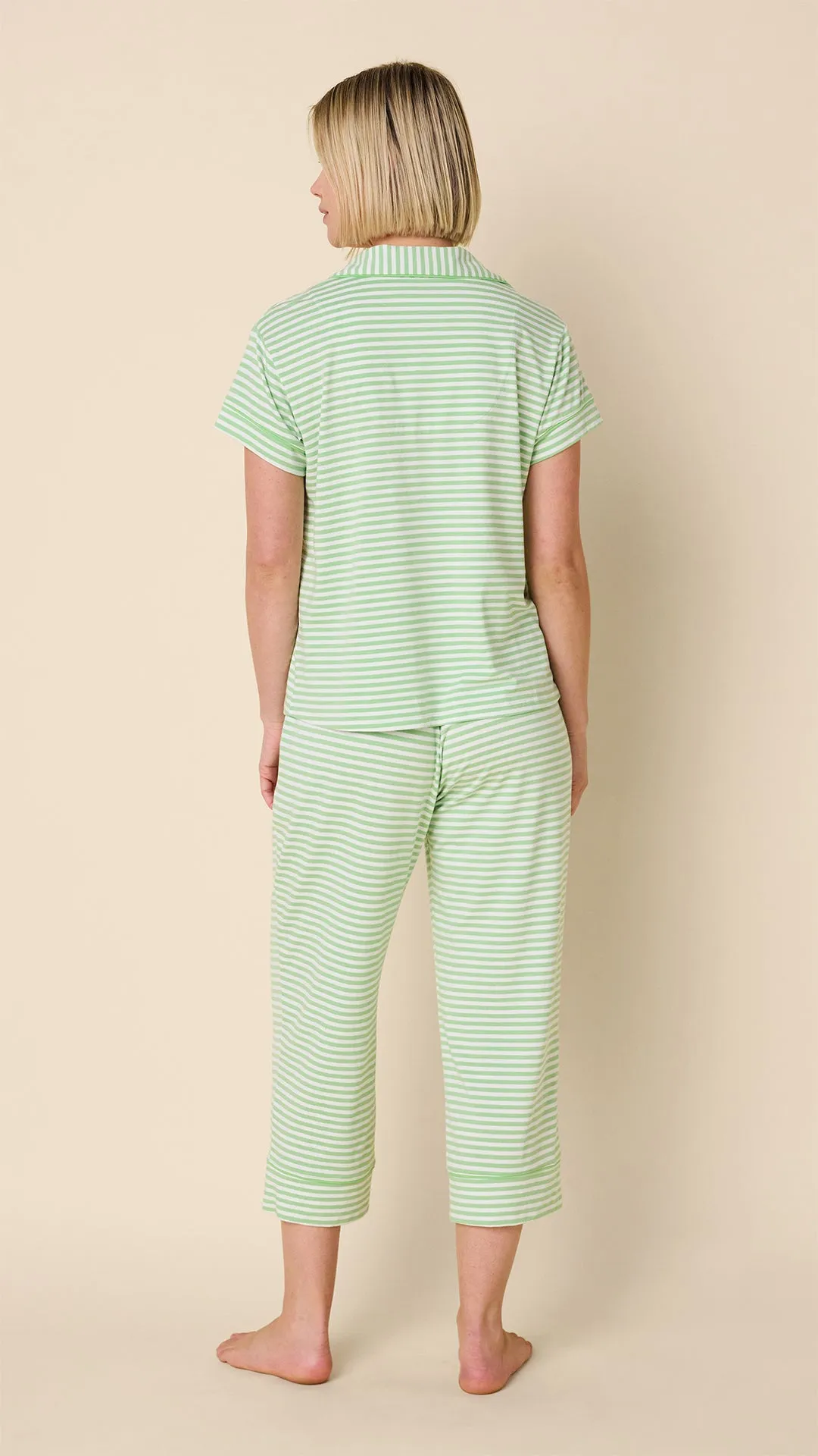 Essential Stripe Pima Knit Capri Set - Pistachio