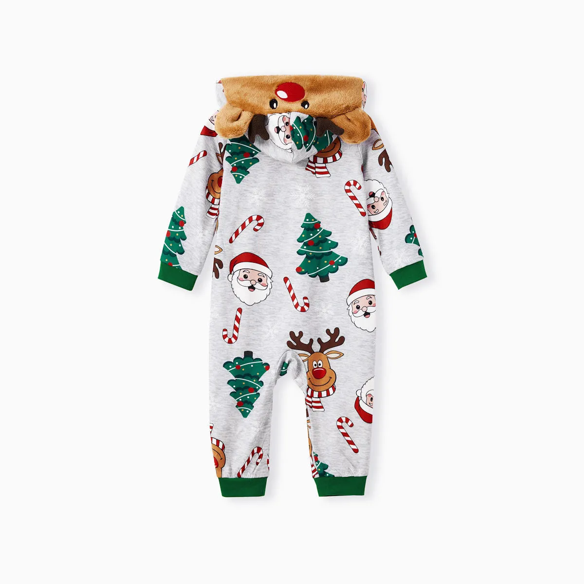 Family Matching Christmas Onesie Pajama Santa Christmas Tree Rudolph Hooded Sleepwear