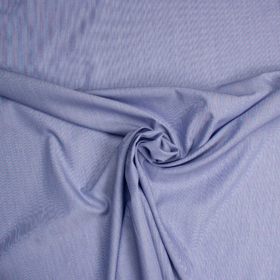 Fine Blue & White Striped Poplin Cotton Shirting