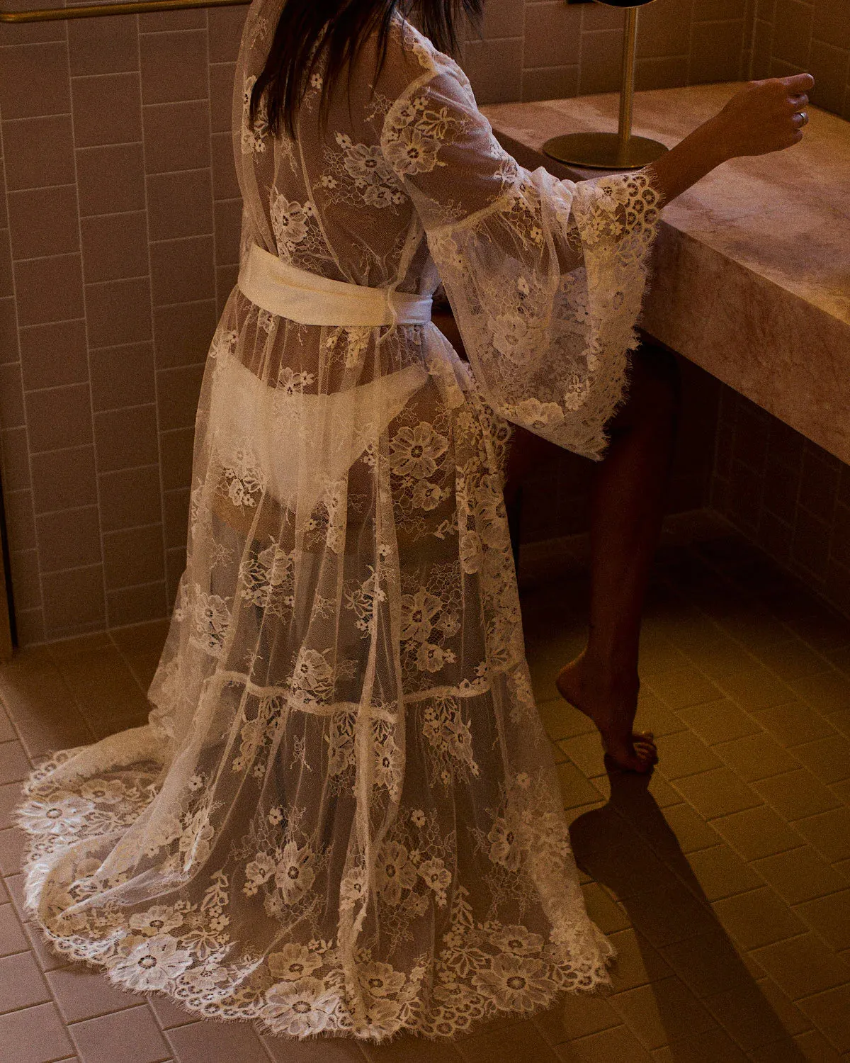 Georgina Long Lace Bridal Robe