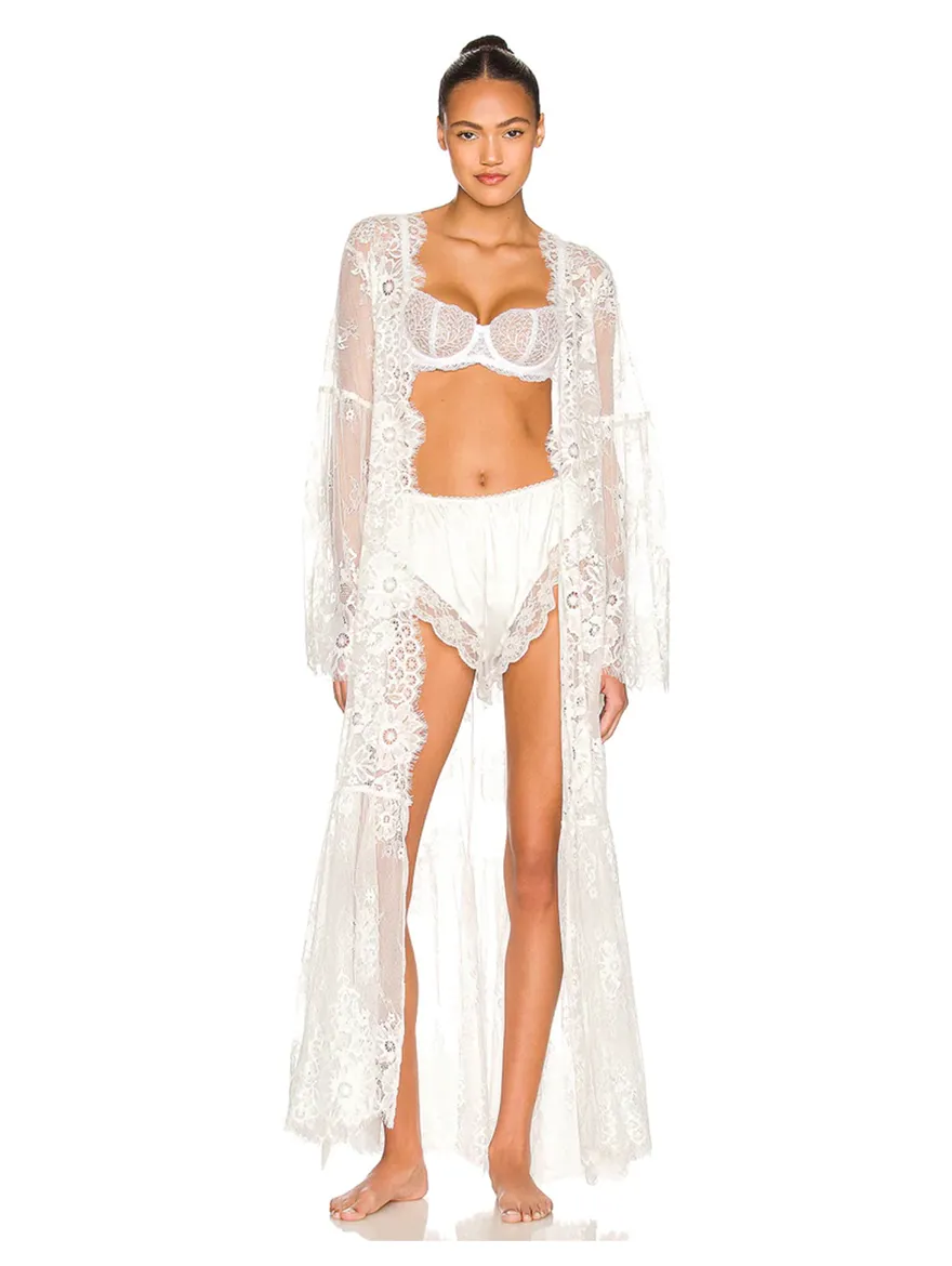 Georgina Long Lace Bridal Robe