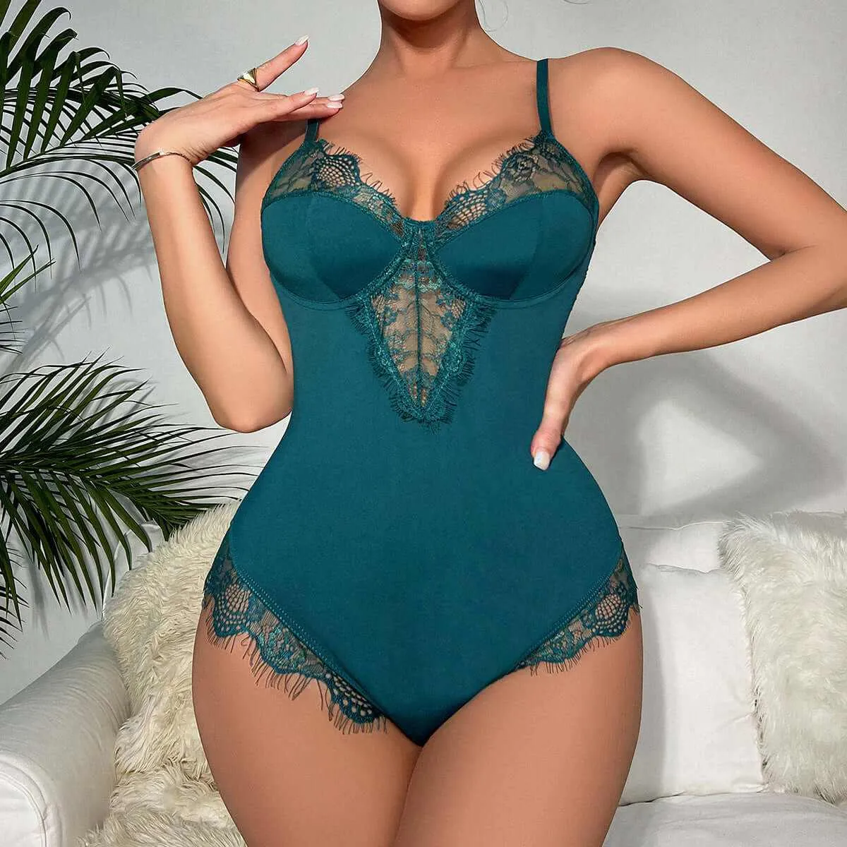 Glow Chic's Lingerie Lace Sheer Bodysuit