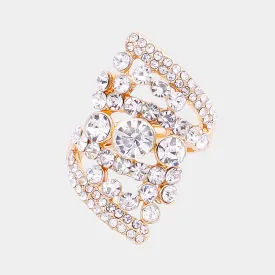 Karizma - clear gold stretch rhinestone ring