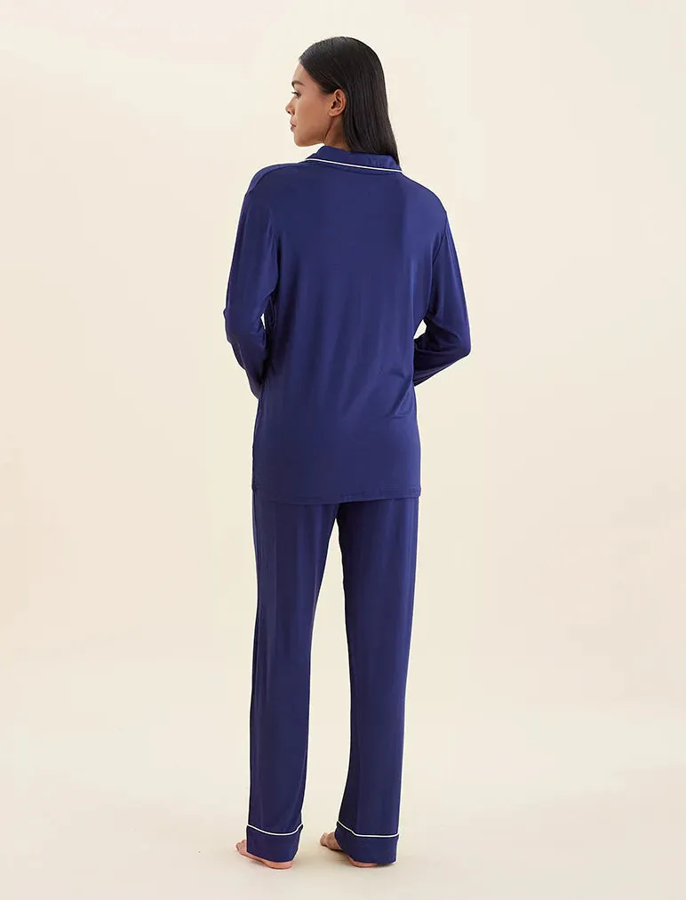 Kate Modal Soft Full Length PJ Set Navy