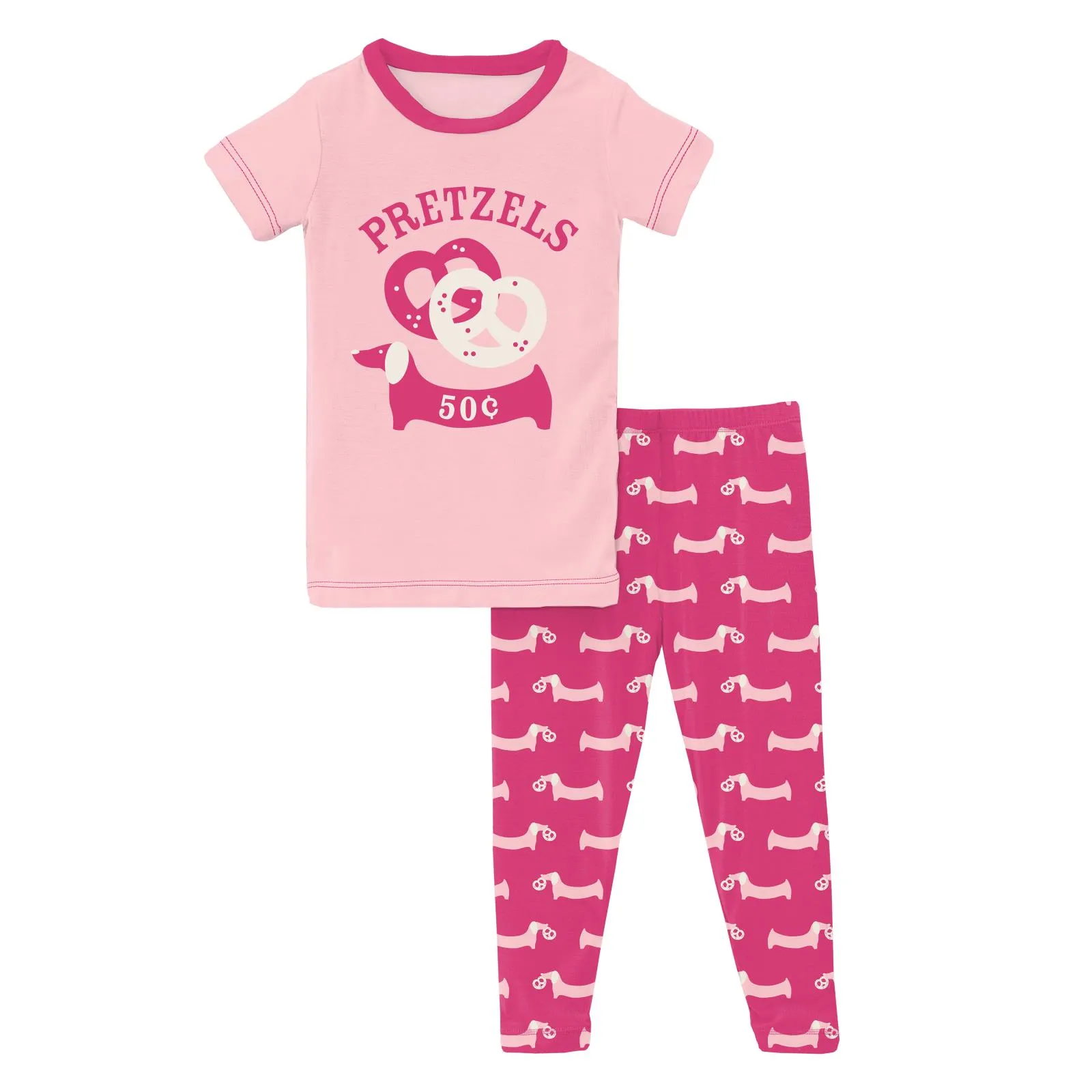 KicKee Pants Calypso Pretzel Pup Graphic Tee S/S Pajama Set w/Pants