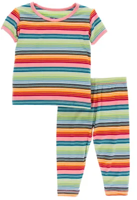 KicKee Pants Cancun Strawberry Stripe S/S Pajama Set with Pants