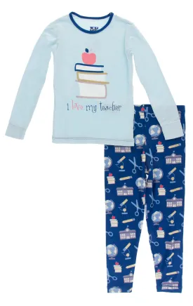 KicKee Pants Navy Education L/S Pajama Set