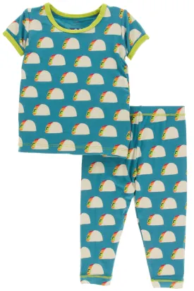 KicKee Pants Seagrass Tacos S/S Pajama Set with Pants