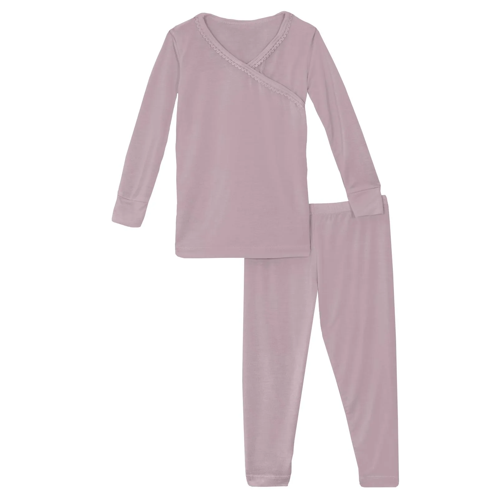 KicKee Pants Solid Sweet Pea L/S Scallop Kimono Pajama Set