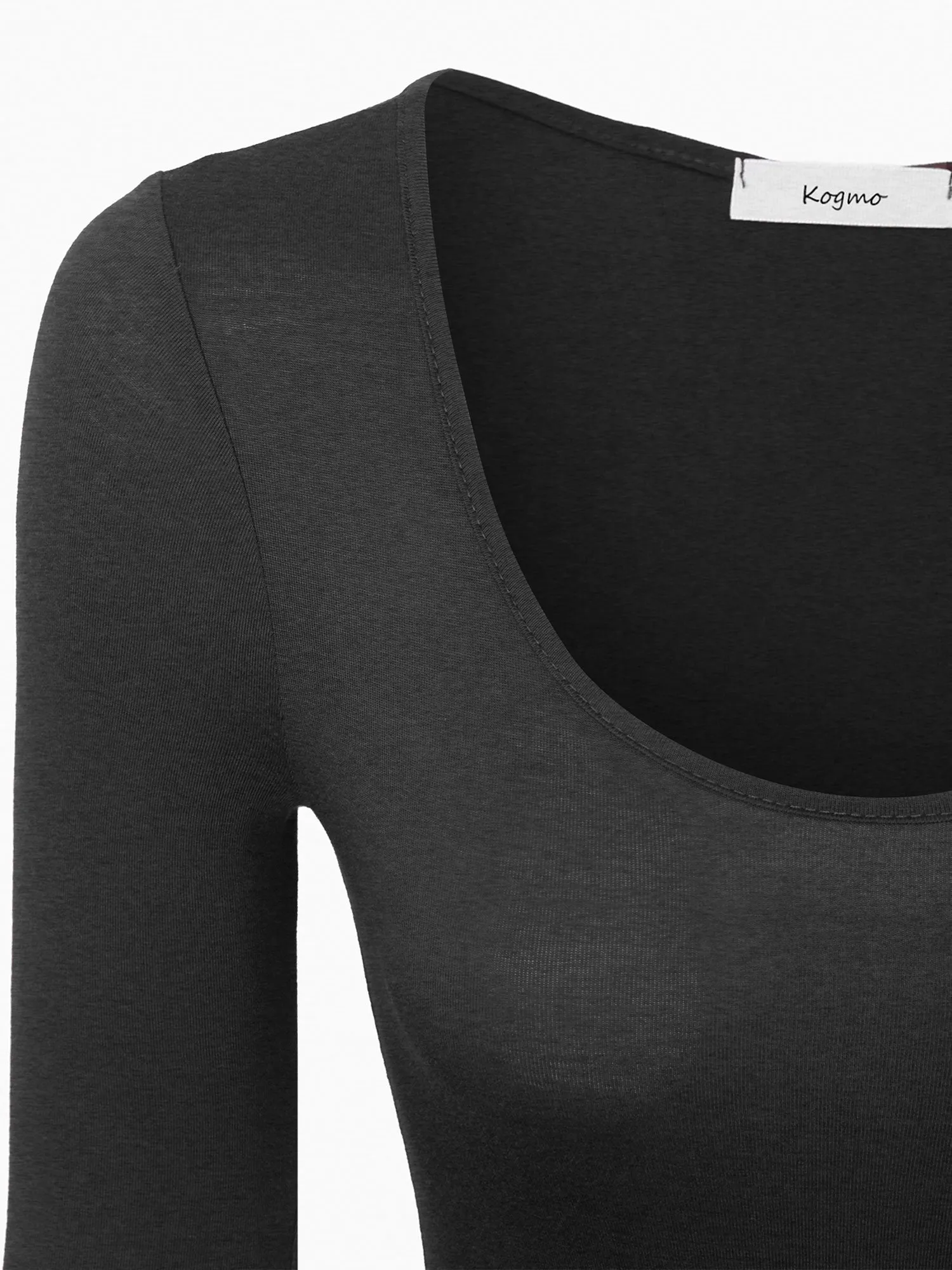 KOGMO Women's Round Neck Long Sleeve Bodysuit Leotard Made in USA