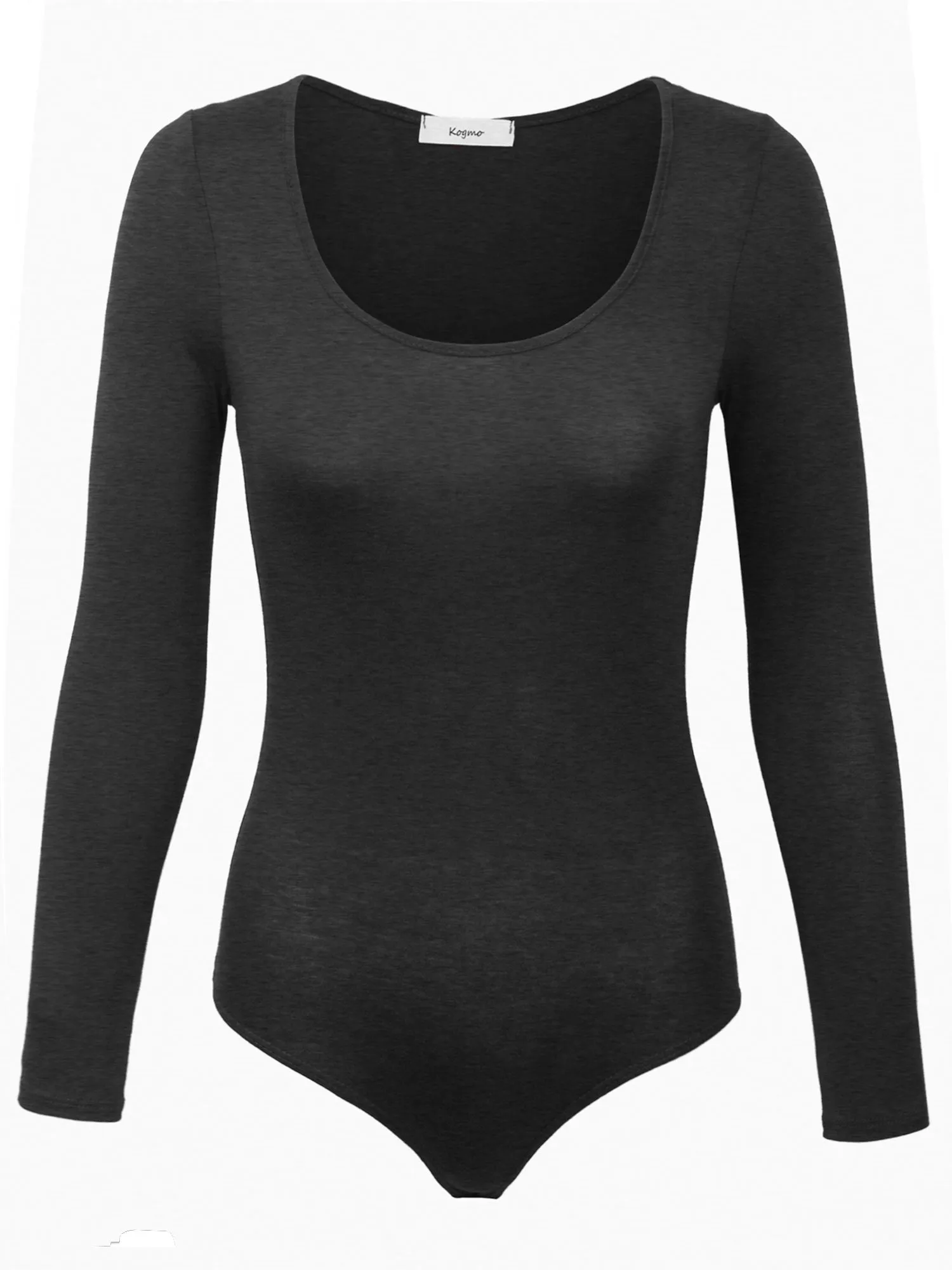 KOGMO Women's Round Neck Long Sleeve Bodysuit Leotard Made in USA