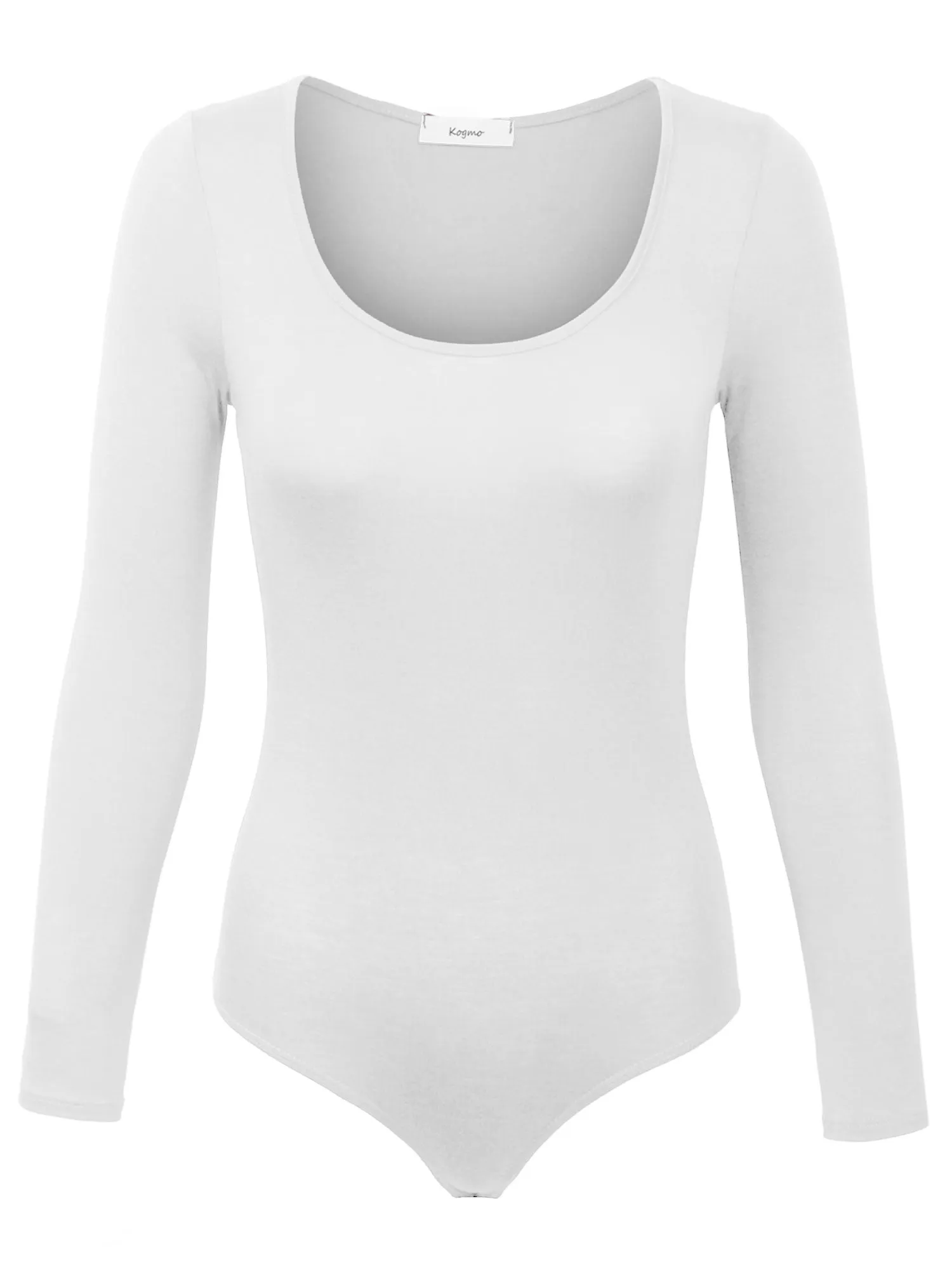 KOGMO Women's Round Neck Long Sleeve Bodysuit Leotard Made in USA