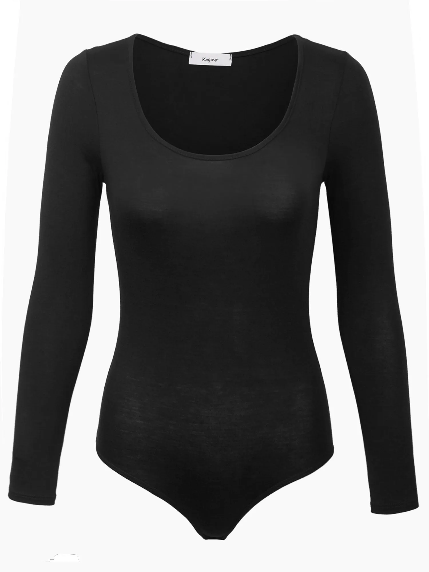 KOGMO Women's Round Neck Long Sleeve Bodysuit Leotard Made in USA