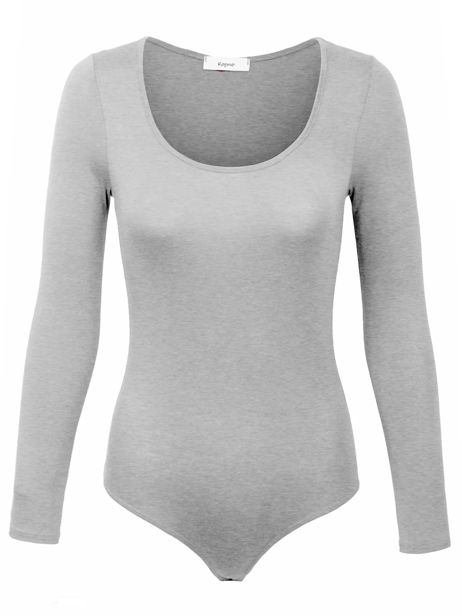 KOGMO Women's Round Neck Long Sleeve Bodysuit Leotard Made in USA