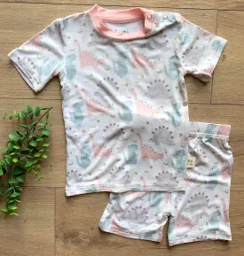 Kozi & Co Pink Dinos S/S Pajama Set with Shorts